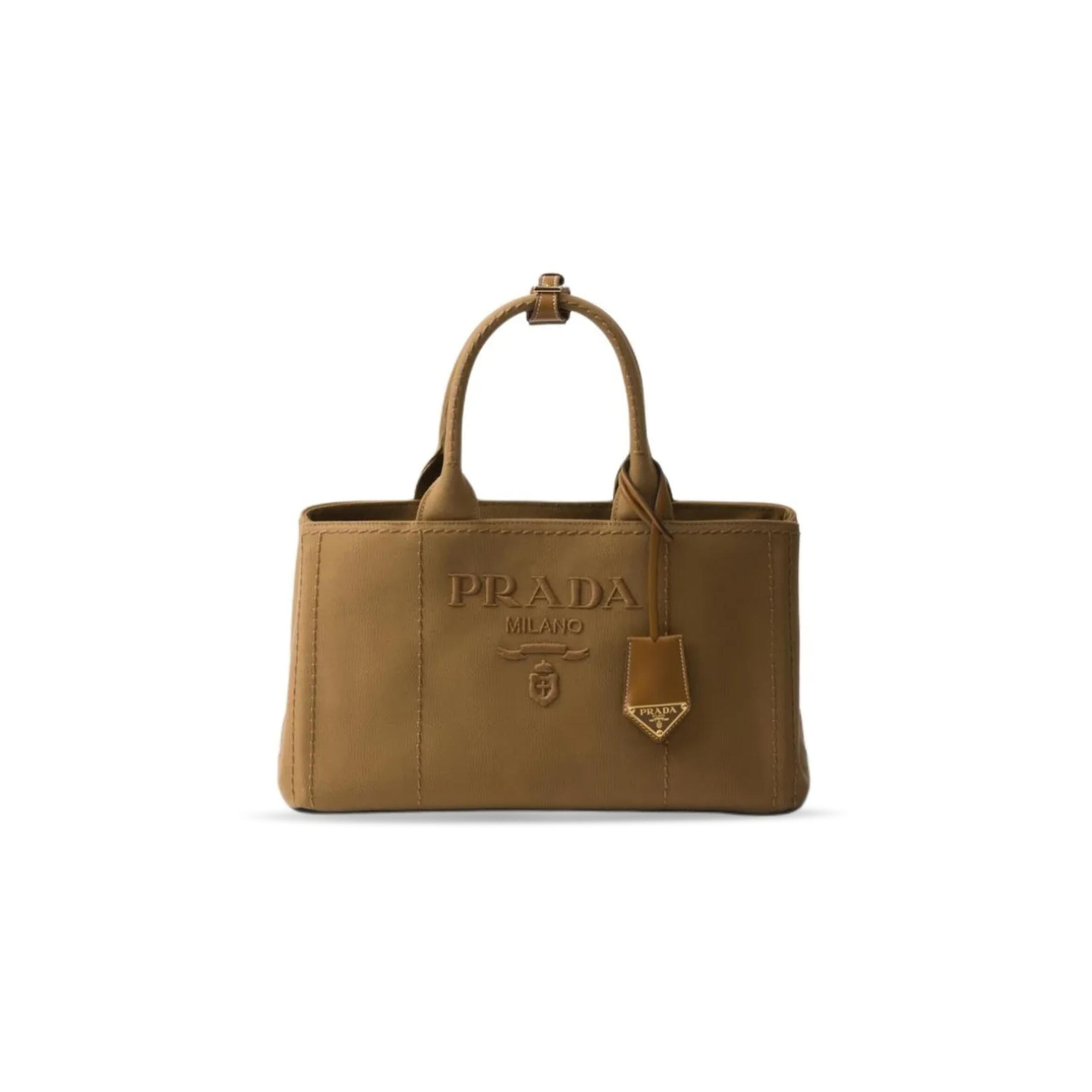 PRADA JARDINIÈRE LARGE LINEN BLEND HANDBAG 1BG554 01 (33*20*18cm)